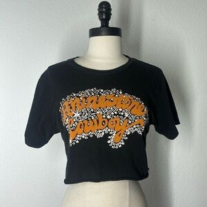 Vinyl Ranch Rhinestone Cowboy black crop top size xs